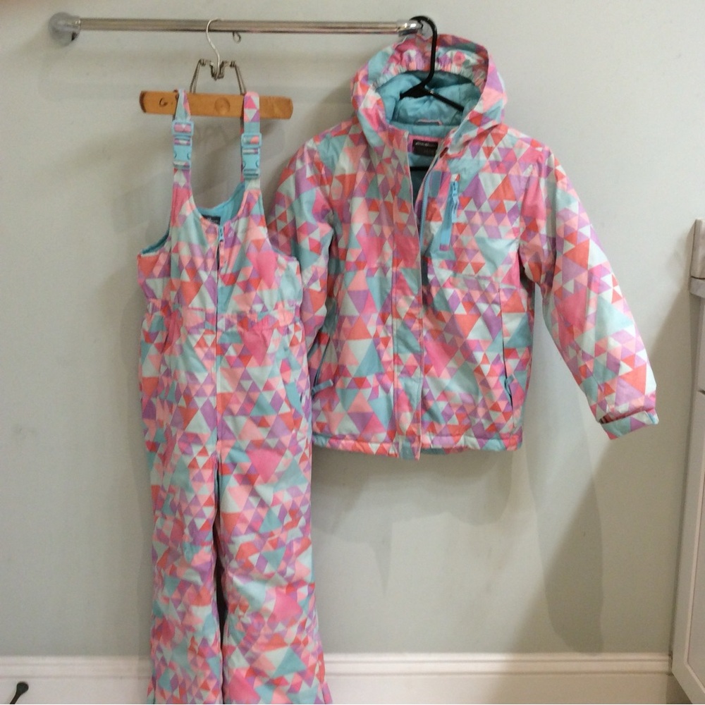 Eddie Bauer Pink and Blue Geometric Snowsuit